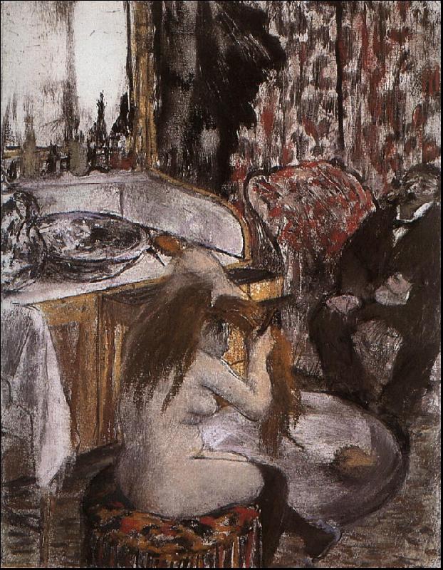 Edgar Degas Nude Woman Combing her Hair Sweden oil painting art